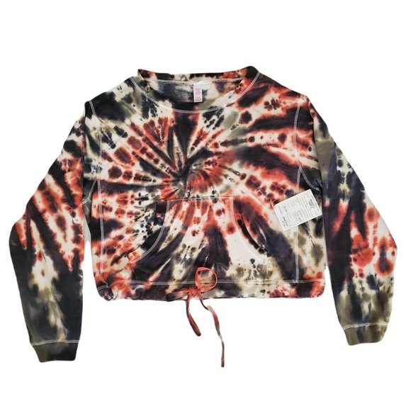 No Boundaries Women's Tie Dye Long Sleeve Cropped Top Rose Glitz Size S/CH (3-5) - Picture 1 of 13